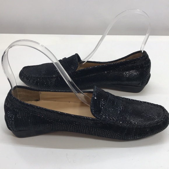 Neiman Marcus Black Leather Penny Loafer Driving Shoes